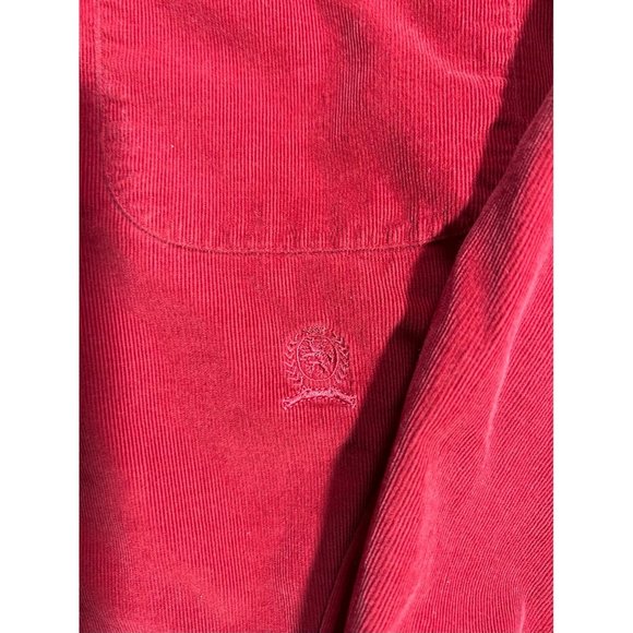 Vintage Tommy Hilfiger Shirt Men Extra Large Red Burgundy Corduroy - Picture 3 of 5